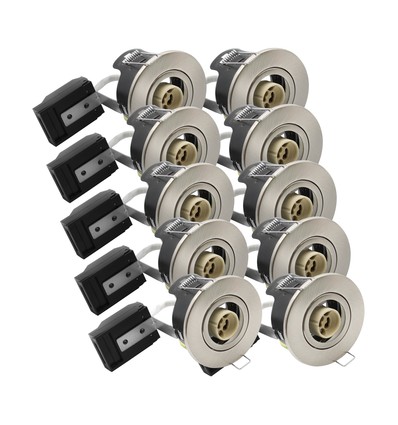 10 st V-Tac infällda spotlights - GU10, satin nickel, IP20