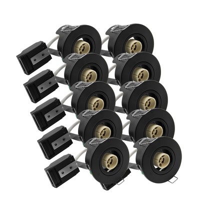 10 st V-Tac infällda spotlights - GU10, svart, IP20