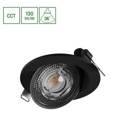 Ø105x35 mm Mobilo taklampa 6,5W - LED, CCT, 230V, 36°, IP20, svart, rund