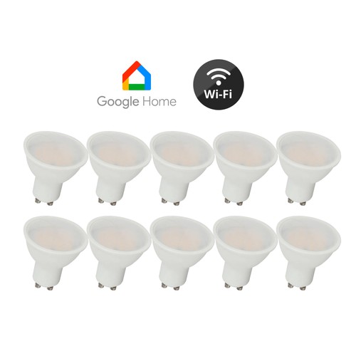 10-pack GU10 5W Wifi LED-lampa - Spot, Tuya/Smart Life, fungerar med Google Home