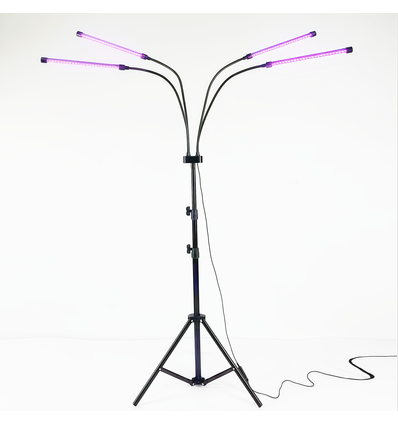 LEDlife växtljus med stativ - Svart, 4 lampor, justerbar höjd, flexibel arm