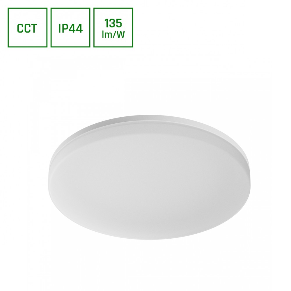 Ø330x53 Mm Nymphea Fusion Taklampa 20w/30w/40w Led Cct 230v 120° Ip44 Vit Dimbar : Inte Dimbar