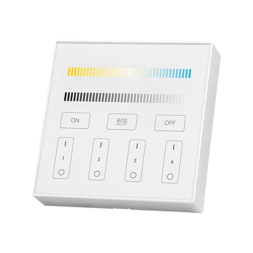 4-zon WiFi/WLAN touchpanel för LED strips - 12V/24V, vit, 86x86mm, för single color och CCT