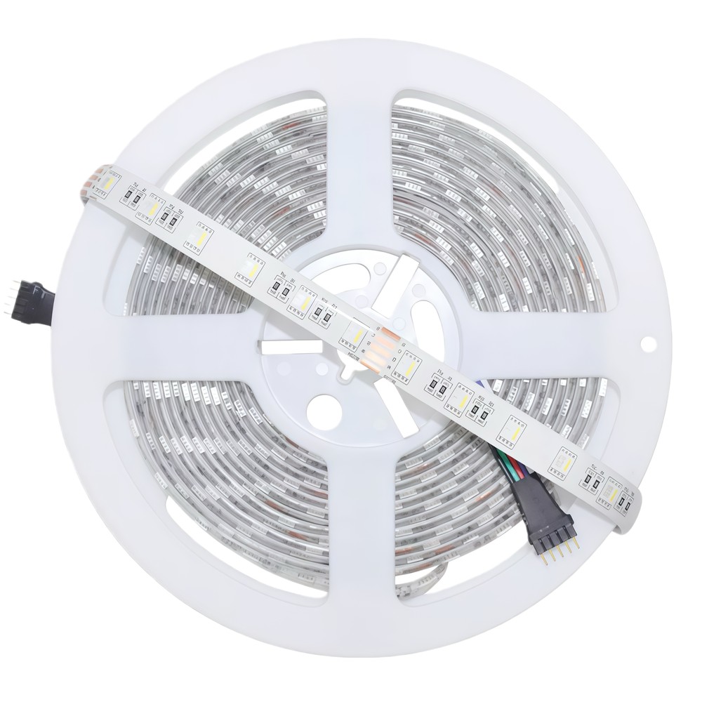 5 meter 12W/m RGB+WW LED-strip - 24V DC, IP65, 60 LED per meter