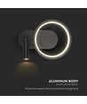 250x100x180mm VT-7906 vägglampa 14W - LED, metall lampskärm, 3000K, svart