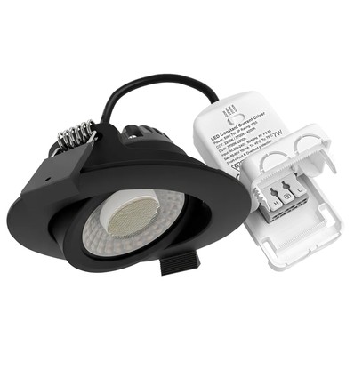 7W Ø8,3cm DimToWarm+CCT infälld spotlight dimbar RA96 - Hål: Ø6,8 cm, Svart