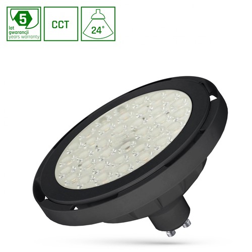 Ar111 LED 8,5W GU10 - 230V, 24°, CCT, svart, Spectrum