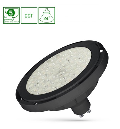 Ar111 LED 8,5W GU10 - 230V, 24°, CCT, svart, Spectrum