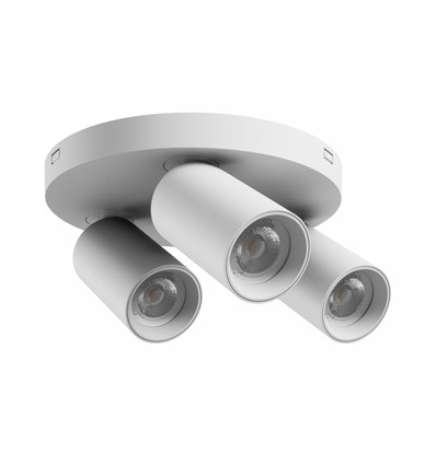 Rund taklampa med 3 spots, GU10 - Vit, Ø22cm, IP20 inomhus, utan ljuskälla