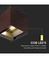 LED Solcell vägglampa 9W, CCT - 3 ljusfärger, PIR-sensor, corten hus, IP65