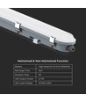 120cm 36W vattentät LED armatur med nödljus - IP65, 4320lm, 6500K, inkl. batteri, 120cm längd