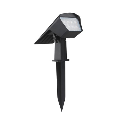 VT-10183 LED 1,3W - solcellsdriven, 2-i-1 spjut-/vägglampa, CCT 3-i-1, svart, IP65