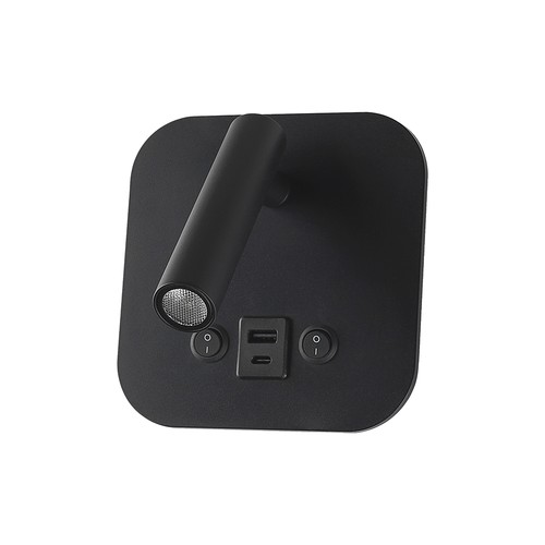 VT-80068 LED sänglampa 8W - med väggmontering och USB/PD laddning, CREE-chip, 3000K, svart