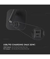 VT-80068 LED sänglampa 8W - med väggmontering och USB/PD laddning, CREE-chip, 3000K, svart