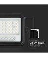 VT-54W LED projektor 50W - med solpanel, CCT:7in1, svart hus, batteriindikator, IP65