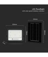 VT-104W LED projektor 100W - med solpanel, CCT: 7in1, svart hus, batteriindikator, IP65