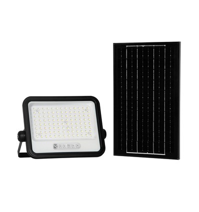 VT-204W LED projektor 200W - med solpanel, CCT: 7in1, svart hus, med batteriindikator, IP65