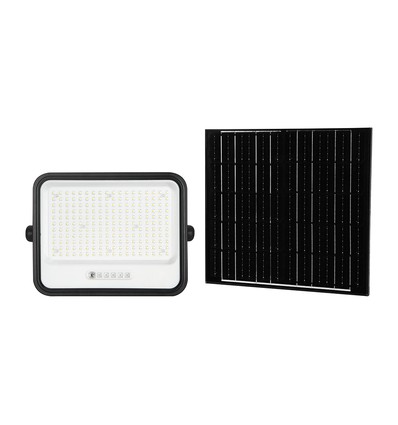 VT-404W LED projektor 400W - med solpanel, CCT: 7-i-1, svart hus, batteriindikator, IP65
