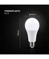 A65 VT-2015 LED 15W E27 - plastlampa, Cree-chip, 4000K, 200°, 6 års garanti