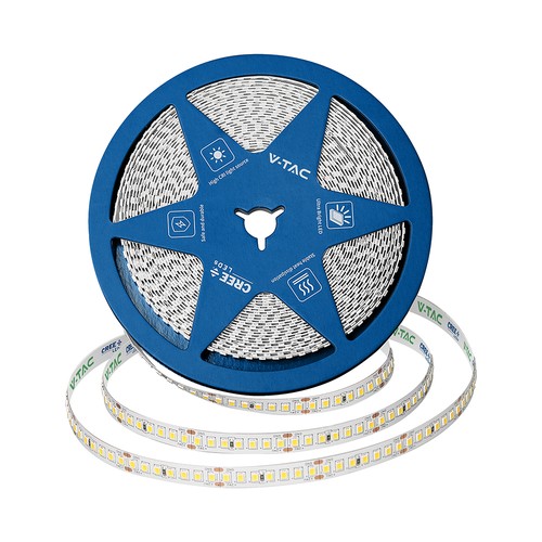 5m 12W/m LED strip, 168 LED/m - 24V, IP20, 6400K, 1650lm/m