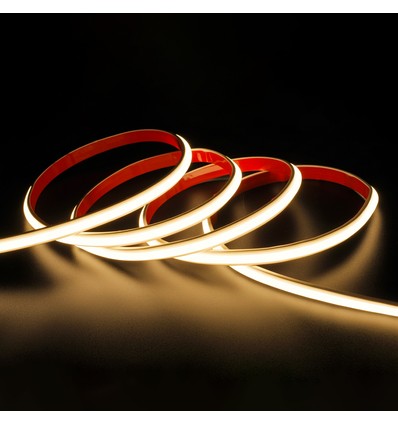 5 m. vattentät HiCri slim COB-strip - 230V, IP67, 296 LED, 10W/m, tejp på baksidan