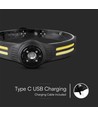 3W+5W laddningsbar LED pannlampa - 470lm, 230° vidvinkel, IP44, inkl. batteri