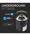 MR16 / GU5.3 markspot, 12V - IP67, rostfritt stål, Ø8,7cm, utan ljuskälla