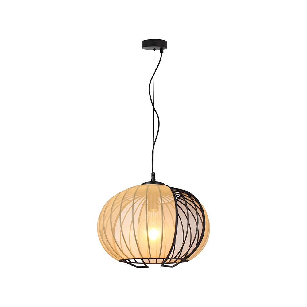 400x350mm Vt 89011 Taklampa E27 Dekorativ Matt Svart Med Beige Metallserie