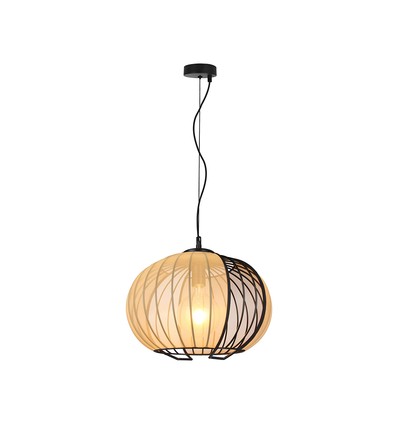 E27 Designer pendellampa - Ø40cm, Matt svart och beige, utan ljuskälla