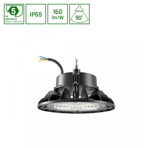220x135mm Plateo 4 High Bay 100W - neutralvit 230V 90° IP65 IK09 svart, med effektjustering 0-10V