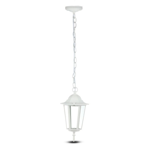 E27 hängande trädgårdslampa i retrodesign, vit - IP44 utomhus, aluminium, utan ljuskälla