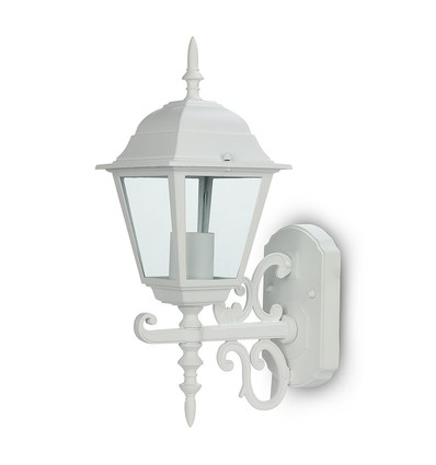 E27 utomhus vägglampa, vit - Lanterna, uppåtvänd, IP44, aluminium och glas