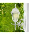 E27 utomhus vägglampa, vit - Lanterna, uppåtvänd, IP44, aluminium och glas