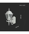 E27 utomhus vägglampa, vit - Lanterna, uppåtvänd, IP44, aluminium och glas