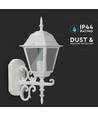 E27 utomhus vägglampa, vit - Lanterna, uppåtvänd, IP44, aluminium och glas