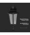 E27 utomhus vägglampa - Svart, aluminium och glas, klassisk lanterna, utan ljuskälla