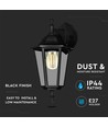 E27 utomhus vägglampa - Svart, aluminium och glas, klassisk lanterna, utan ljuskälla