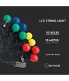 LED-ljusslinga med 20 st. färgade lampor - 0,5W lampor, 10 meter, inkl. ljuskälla