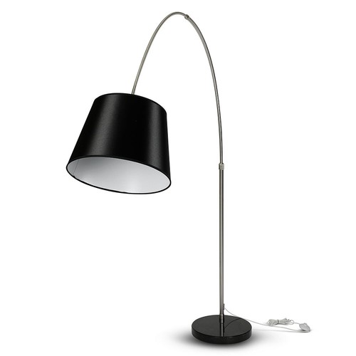 Svart LED golvlampa med marmorfot - E27 sockel, max 60W, 192cm hög, modern design