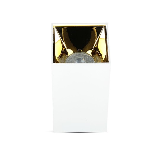 GU10 kvadratisk utanpåliggande spot - Vit/Guld, aluminium, 8x8cm