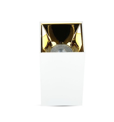 GU10 kvadratisk utanpåliggande spot - Vit/Guld, aluminium, 8x8cm