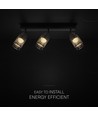 18W LED designer taklampa med 3 spots - 2160lm, 3000K, matt svart, justerbar, inkl. ljuskälla