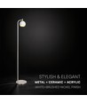 1410 mm VT-89024 golvlampa 10W - LED, dekorativ, 250x, 3000K, borstad nickel + vit