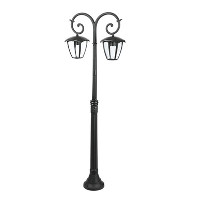 141cm trädgårdslampa med 2 huvuden - Svart, aluminium, IP44 utomhus, 2x E27 sockel, utan ljuskälla