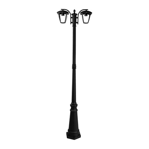 199cm 2-hövdad trädgårdslampa, E27 - Svart, aluminium, IP44 utomhus, utan ljuskälla