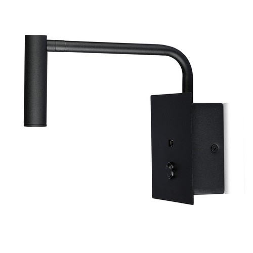 Vt-2943 LED vägglampa 3W - med strömbrytare, USB-port, 3000K, svart