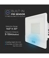 Vt-158s LED projektor 50W - med PIR-sensor, Samsung-chip, 4000K, vitt hus