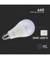 A60 VT-2113 LED 10,5W E27 - plastlampa, 4000K, 3 st./förpackning