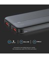 10000mAh Powerbank, 22.5W PD - Ultra-tunn, svart, fast charging, LED indikator