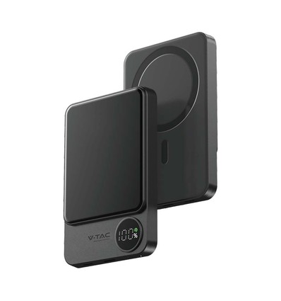 9 mm Ultra Tunn powerbank - 10000 mAh, aluminiumlegering, magnetisk, trådlös snabbladdning, rymdgrå